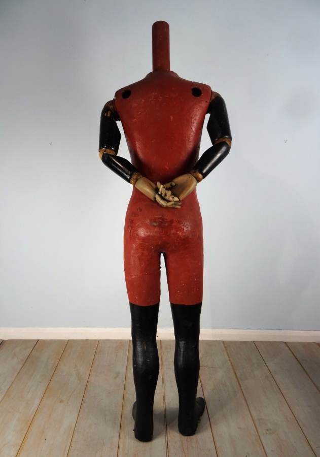Painted Papier Mache Red and Black Mannequin  (31).JPG